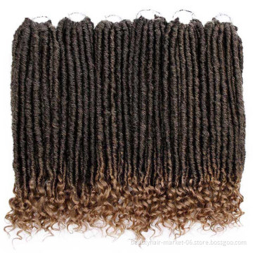 Cheap Price Wholesale soft dread new wave ombre synthetic crochet braids hair extensions curly sister goddess faux locs